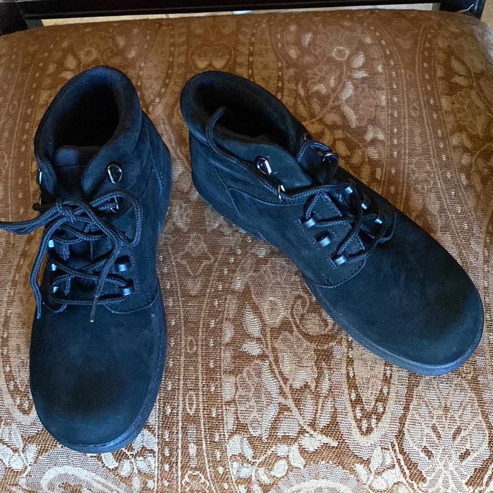 New Dr. Scholl’s Women's ANKLE BOOTS Black Suede Tie Lace Up size 8W